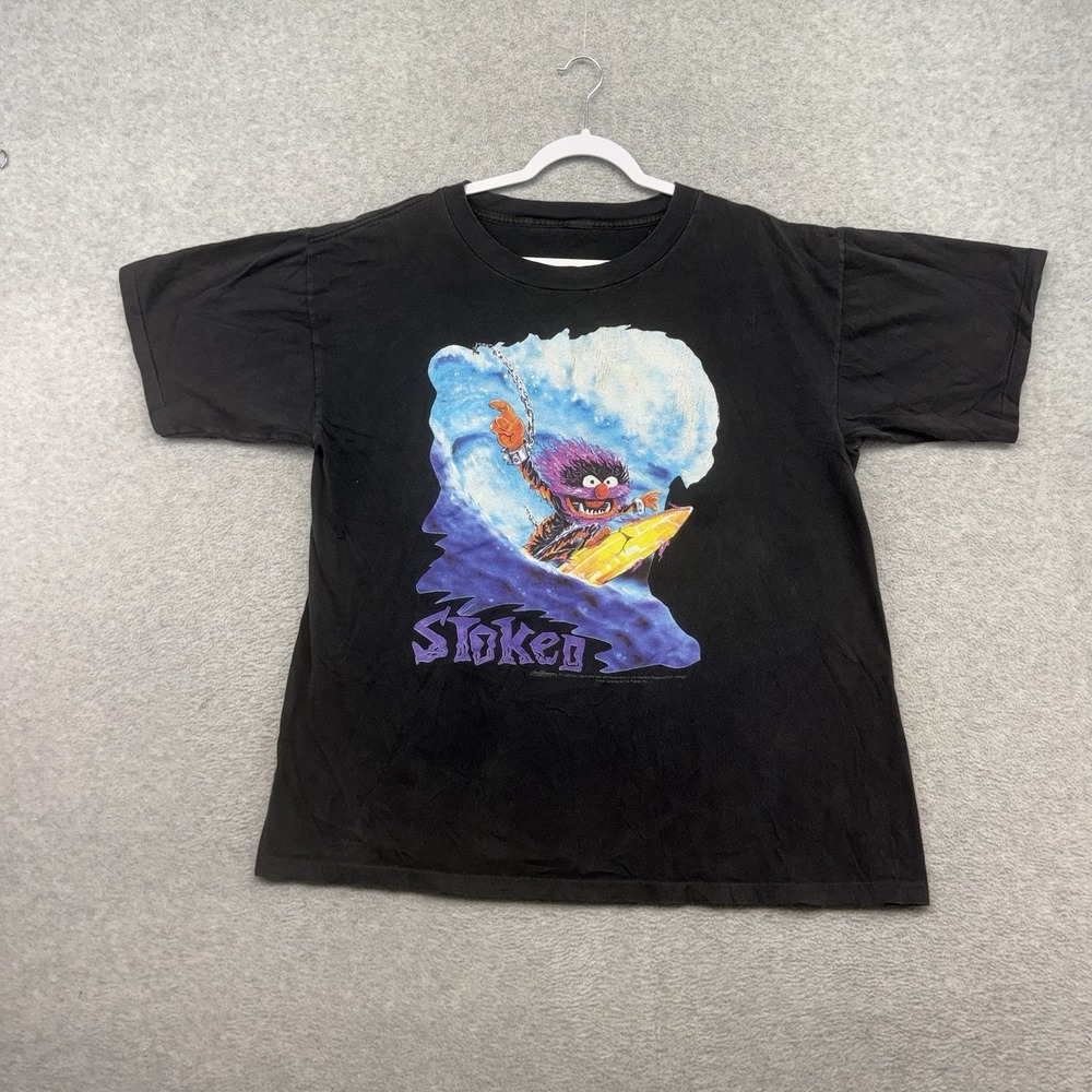Vintage Jim Henson The Muppets Animal T‎ Shirt Stoked Surfing Single Stitch XL